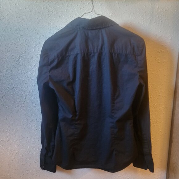 Moda International women's button down black long sleeve shirt. Small. - Picture 3 of 6